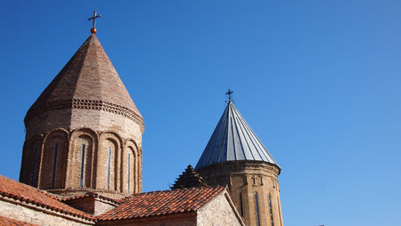 Christian monastery on the background of the sky