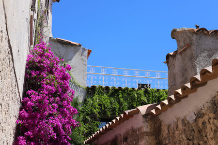 Beautiful elements of architecture and views of the city of Eze, Provence, Franceの写真素材