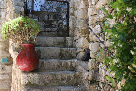 Beautiful elements of architecture and views of the city of Eze, Provence, Franceの写真素材