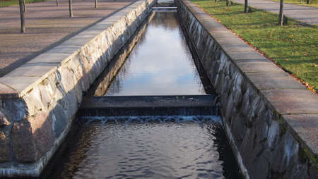 Decorative artificial channel, public park, Estonia, Tallinnの写真素材