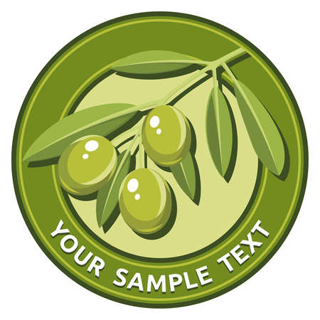 Label with a green olive branch のイラスト素材