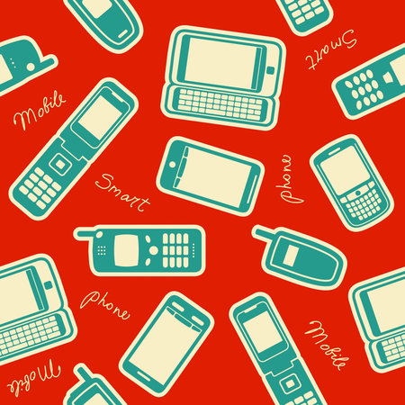 Seamless mobile devices background, vector illustrationのイラスト素材