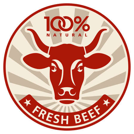 Label with the head of a cowのイラスト素材