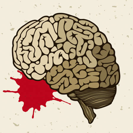 Human brain and a drop of blood, vector illustrationのイラスト素材