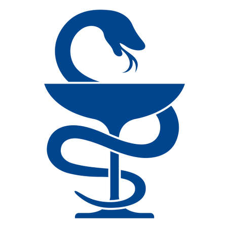 Pharmacy icon with caduceus symbol, bowl with a snakeのイラスト素材