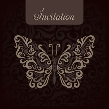 Invitation with abstract butterfly, vector illustrationのイラスト素材