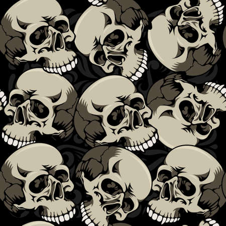Seamless background with skulls. Vector illustrationのイラスト素材