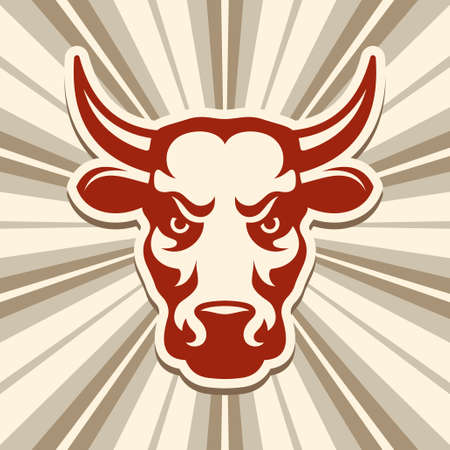Label with a bull, vector illustrationのイラスト素材