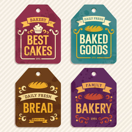 Retro bakery labels, vector illustrationのイラスト素材