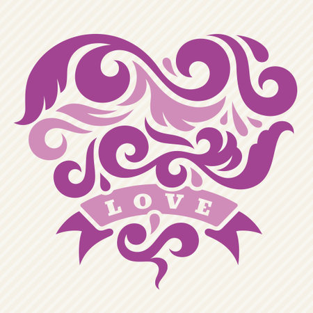 Abstract heart with the word love, vector illustrationのイラスト素材