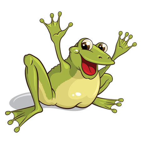 Illustration of a smiling frog isolated on a white backgroundのイラスト素材