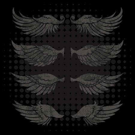 Wings in Grunge Style, illustration for your designのイラスト素材