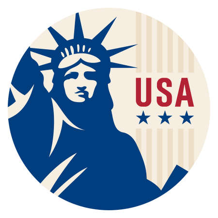 Travel sticker USA. Vector illustration. Luggage stickerのイラスト素材