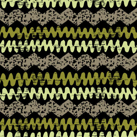 Hand drawn painted ethnic seamless pattern with grunge effect. African tribal traditional pattern. Use for wallpaper, pattern fills, web page background, fabric. Zigzag and stripe line.のイラスト素材