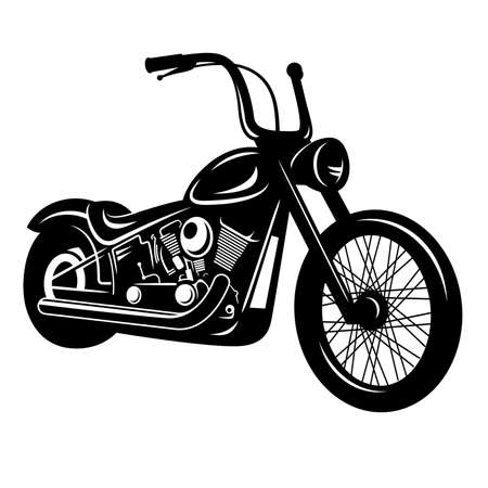 Vector illustration of a motorcycle isolated on white. Classic American chopperのイラスト素材