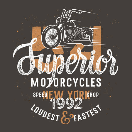 Motorcycle vintage typography for apparel / T-shirt graphics / Vector illustration with a motorcycle and hand-made letteringのイラスト素材