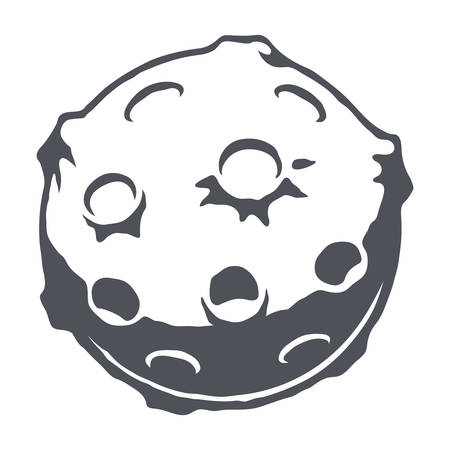 Moon planet vector illustration. Monochrome Moon iconのイラスト素材