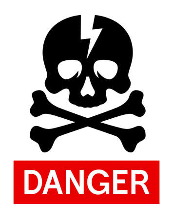 High voltage sign with skull, crossbones and lightning. Warning sign. Vectorのイラスト素材