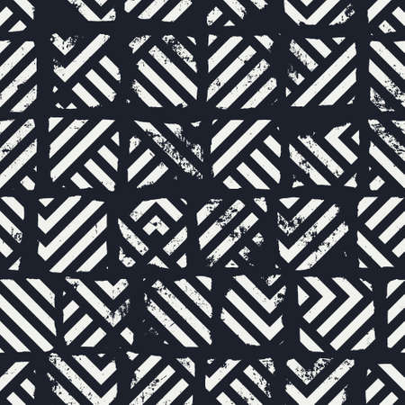 Grunge textured Seamless pattern. Monochrome striped backgroundのイラスト素材