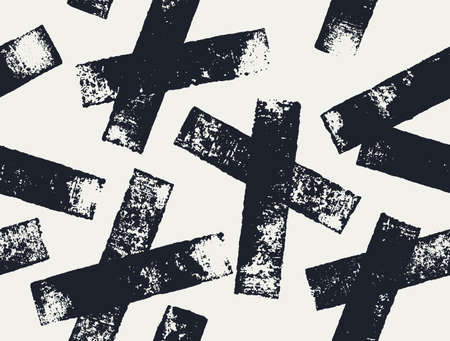 Abstract background with randomly spaced grunge textures. Trendy two-color print design. Vector seamless patternのイラスト素材