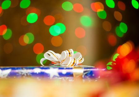 holiday presents at abstract backgroundの写真素材