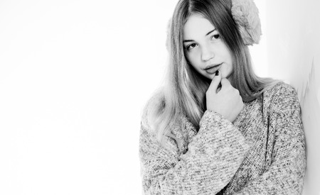 girl portrait isolated on white backgroundの写真素材