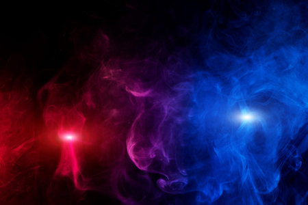 multicolor smoke on black backgroundの写真素材
