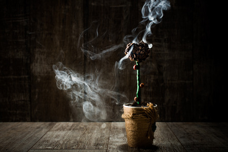 pot with coffee beansの写真素材