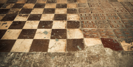 vintage chessboard tile floor