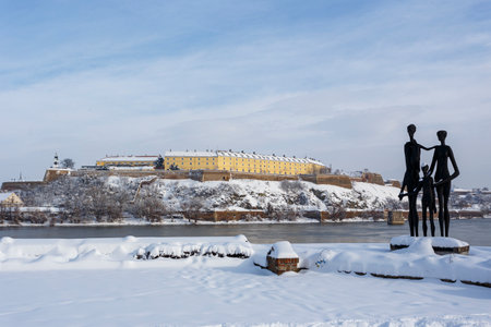 Petrovaradin fortress after snowfalls. Novi Sad, Serbiaのeditorial素材