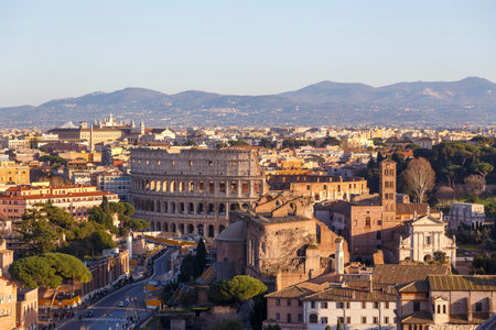 roof tops of Rome on dawn light