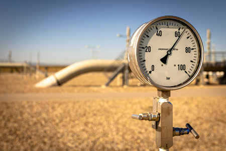 Compressor Discharge Pressure Gauge in Industrial Pipeline Setting