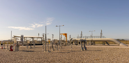 Natural Gas Pipeline Facility in Open Industrial Zoneの写真素材