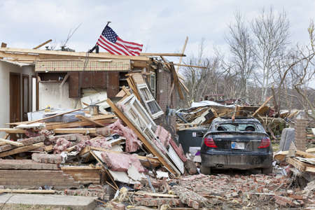 Henryville, IN - March 4, 2012: Aftermath of category 4 tornado that touched down in town on March 2, 2012 in Henryville, IN. 12 deaths and massive loss of property were reported in Indiana のeditorial素材