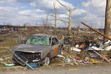 Henryville, IN - March 4, 2012: Aftermath of category 4 tornado that touched down in town on March 2, 2012 in Henryville, IN. 12 deaths and massive loss of property were reported in Indiana のeditorial素材