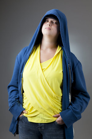 Girl in a hooded jacket