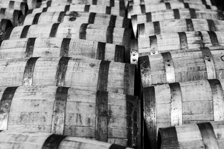 Oak bourbon barrelsの写真素材