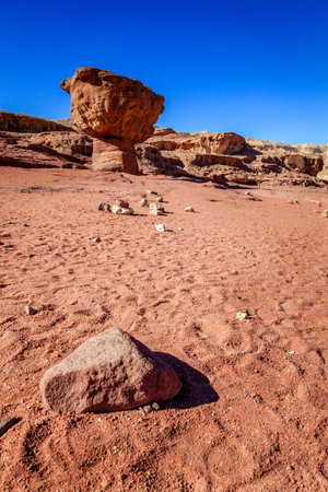 Mushroom rock formation in Timna Park in Israelの写真素材