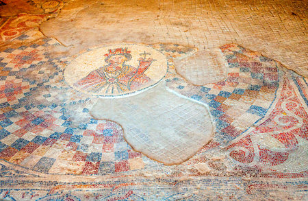 Floor mosaic in the city of Beit Shean, Israelのeditorial素材