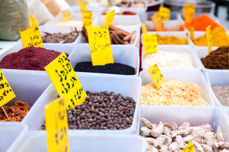 Spices at Mahane Yehuda in Jerusalemの写真素材