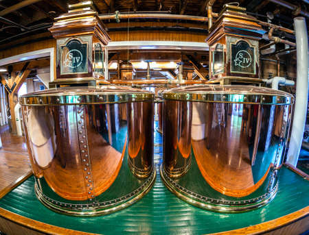LORETTO, KENTUCKY â JUNE 01, 2013: Image of original cupper stills at Makerâs Mark bourbon distillery. Makerâs Mark has been in operation since 1954 and is a part of Kentucky Bourbon Trailのeditorial素材