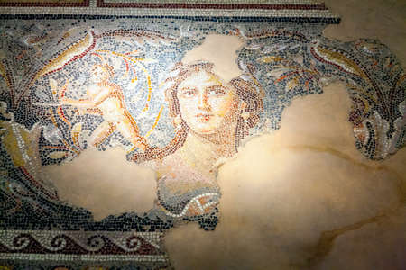 Fragments of mosaic floor in Tzippori National Park in Israelのeditorial素材