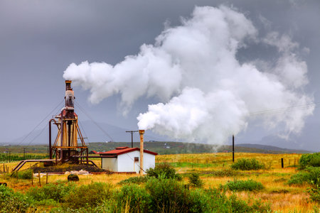 Geothermal power station in Icelandの写真素材