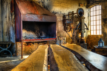 Interior of an old workshop at a shipyard in Iceland