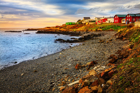 Costal town of Hvammstangi in Western Icelandの写真素材