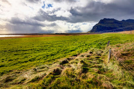 Scenic landscape in southern part of Icelandの写真素材