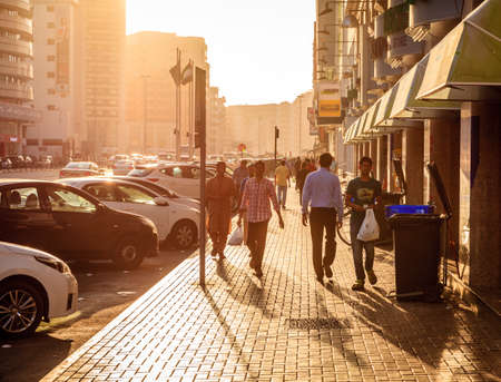 Dubai, June 14, 2016: Khalid Bin Al Waleed Street in Bur Dubai - center district of Dubai, UAEのeditorial素材