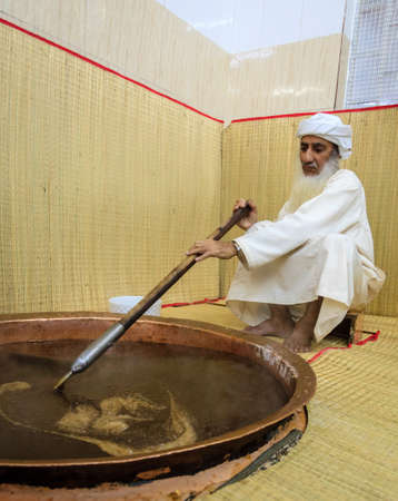 NIZWA, OMAN, MAY 27, 2016: Saif Al Saifi is one of the most experienced makers of traditional Omani halwaのeditorial素材