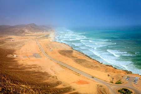 Aerial view of Al Mughsayl beach near Salalah, Omanの写真素材