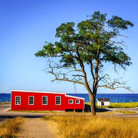 Lakefront street in Glen Arbor, Michigan